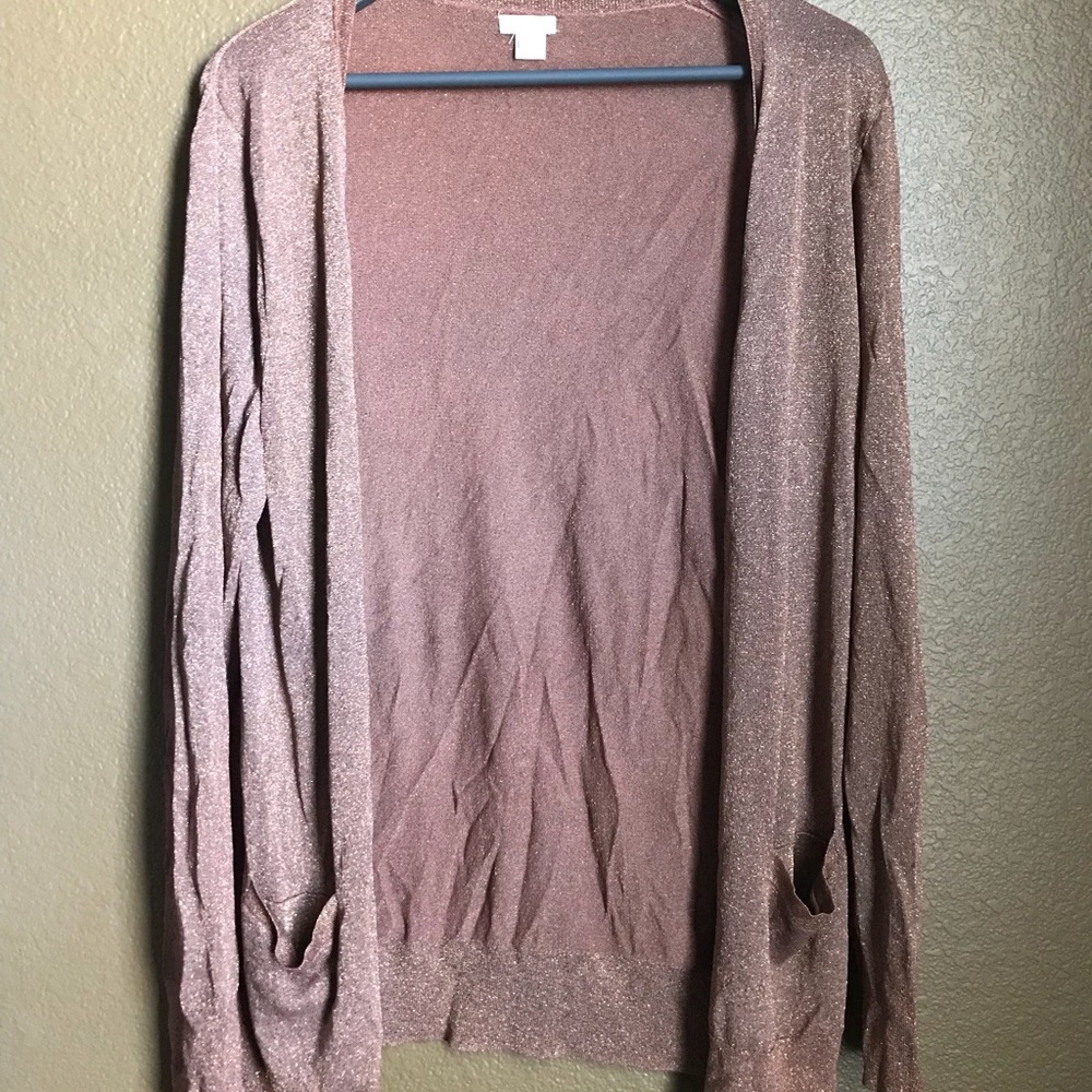 J. Crew metallic rose gold cardigan